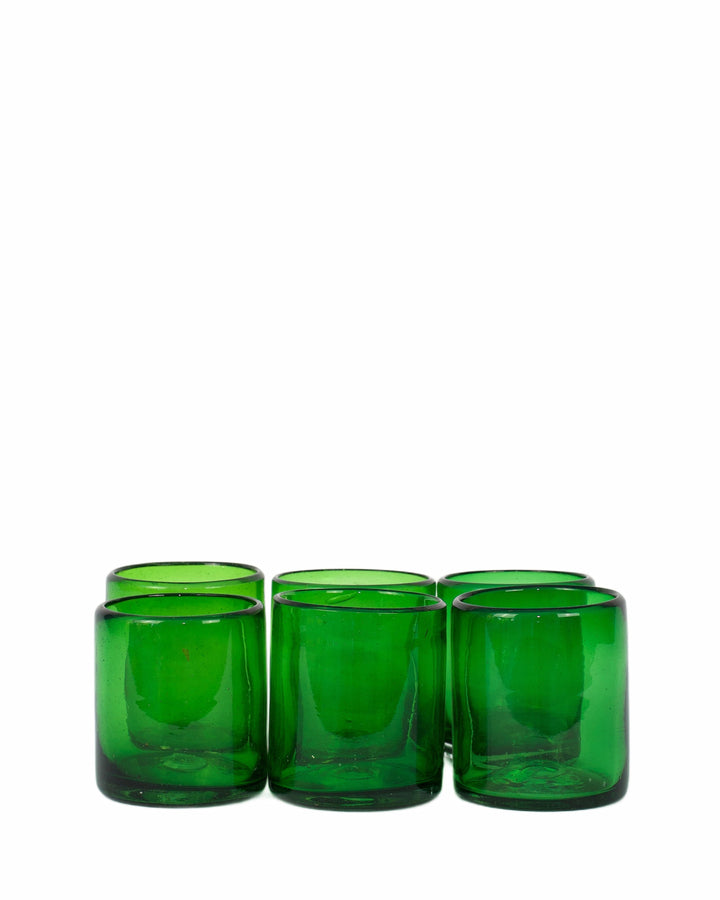 Set of six green tumblers